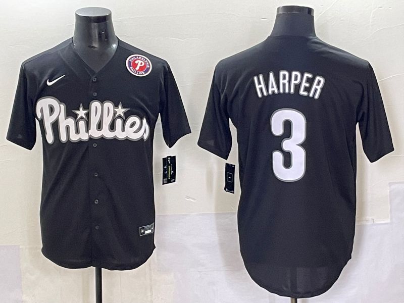 Men 2025 Philadelphia Phillies #3 Harper Black Fashion Nike MLB Jersey style 7047->philadelphia phillies->MLB Jersey